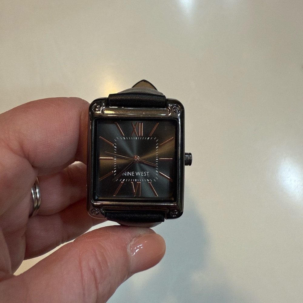 Nine West Black and Silver Square Dial Watch